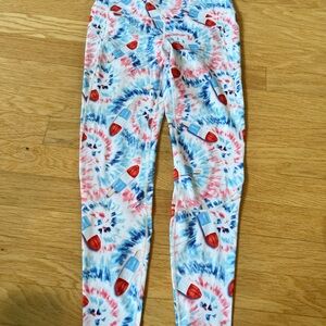 Feed Me Fight Me Red and Blue Leggings with Whimsical popsicle Print